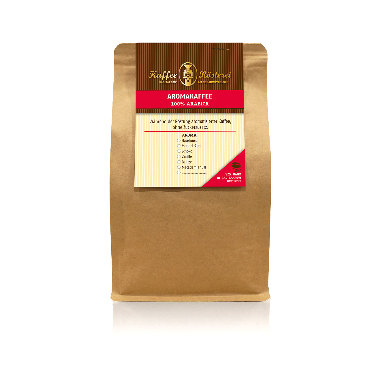 Aromakaffee von Kaffeerösterei Bad Saarow – handgeröstet in Aromatüte, ideal für deinen Genussmoment