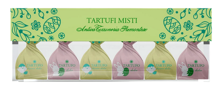 Tartufi Trüffelpralinen Set aus dem Piemont mit weißen und dunklen Haselnuss-Trüffeln