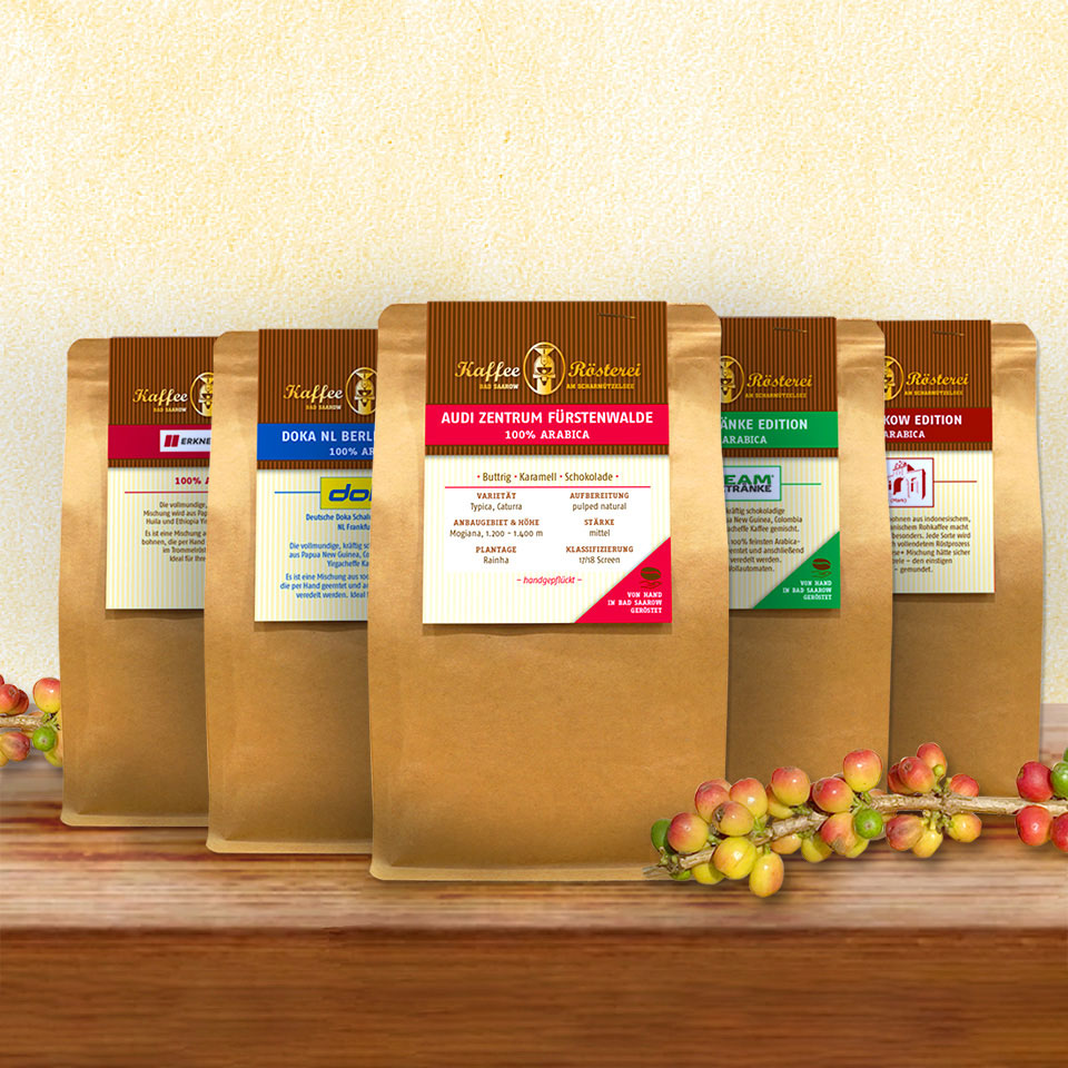 Firmenspezialitätenkaffee im quadratischen Set – für Unternehmen geröstet