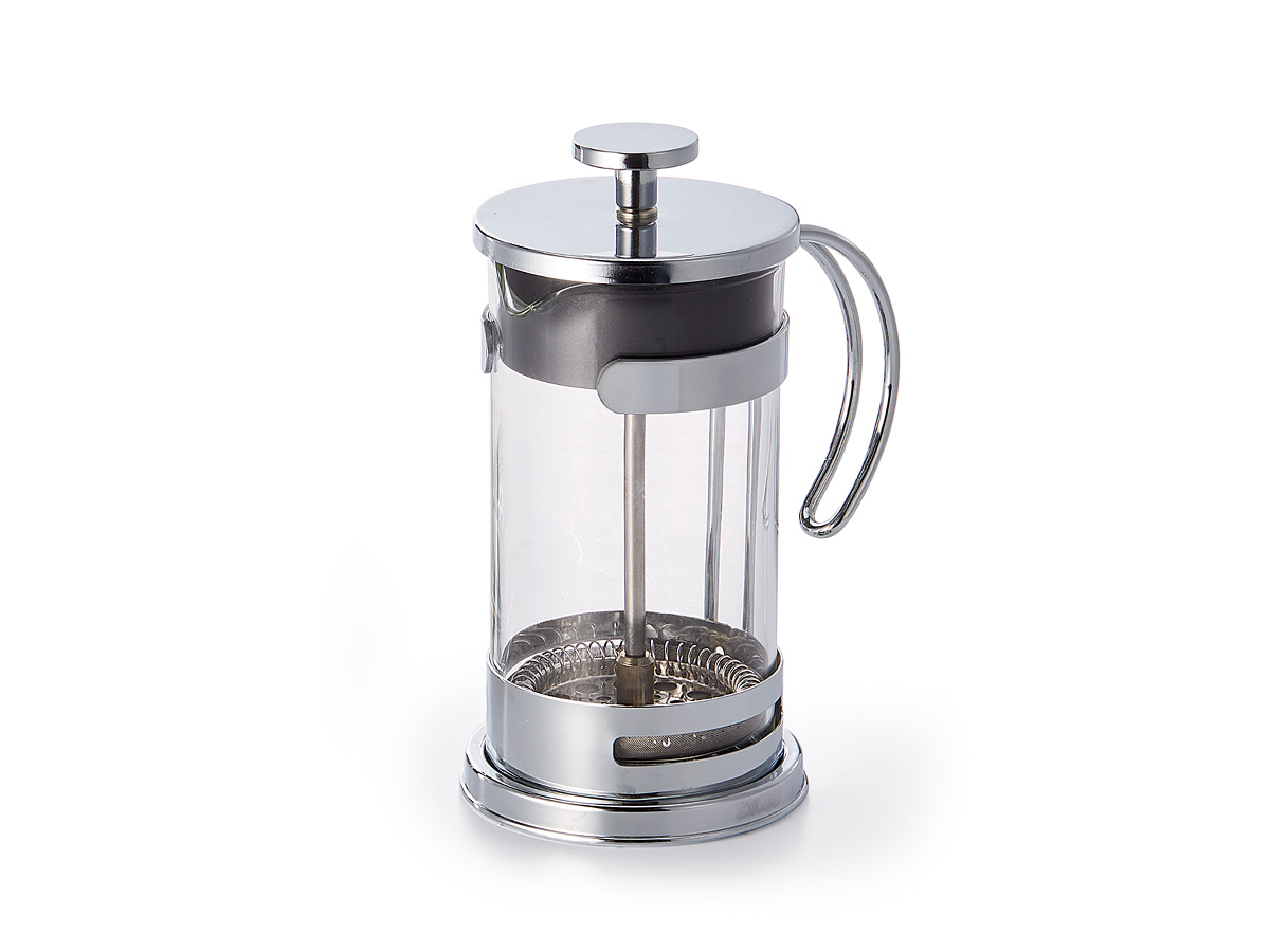 French Press 350 ml aus Glas mit Edelstahlsieb – kompakter Kaffeebereiter für eine Tasse