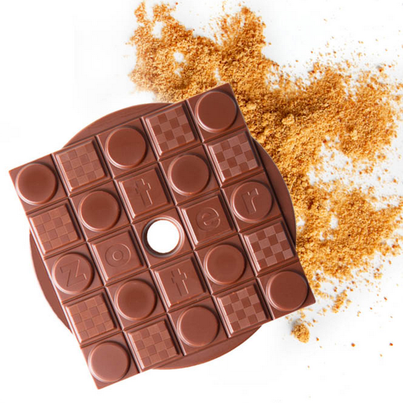 zotter kokos karamell schokolade detail der bio fairtrade schokoladentafel