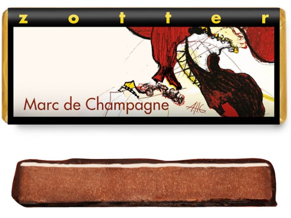 Zotter Dunkle Schokolade 70 % mit Marc de Champagne-Ganache – edle handgeschöpfte Schokotafel aus der Kaffeerösterei Bad Saarow