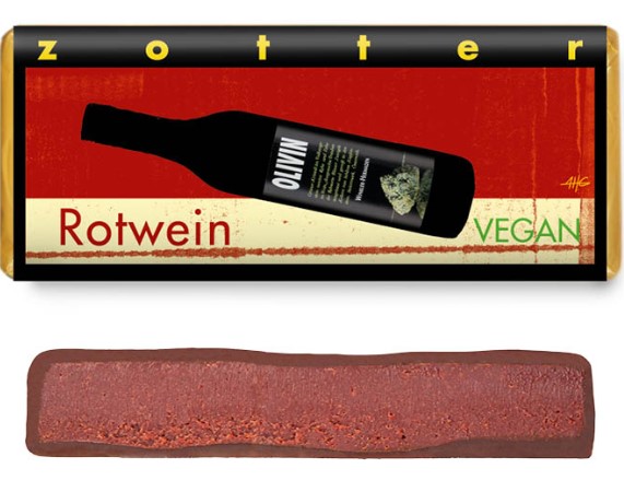 Zotter Rotwein-Ganache Schokolade 70 % – handgeschöpfte Bio-Tafel mit edler Rotweinfüllung, angeboten von der Kaffeerösterei Bad Saarow