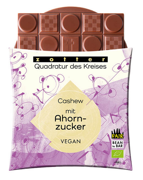 Zotter Quadratur des Kreises Cashew mit Ahornzucker vegan
