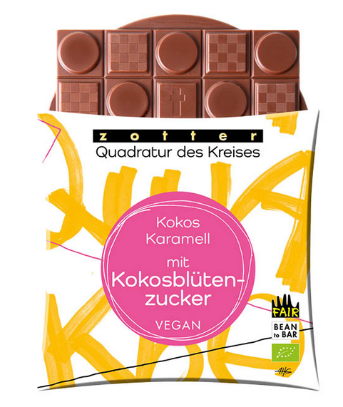 Zotter Quadratur des Kreises Kokos Karamell mit Kokosblütenzucker