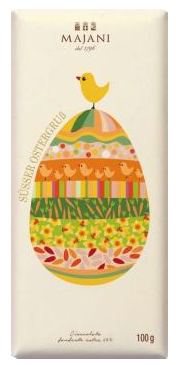 Majani Edelherbe Schokolade 64 Prozent mit Ostergruß Motiv aus Italien