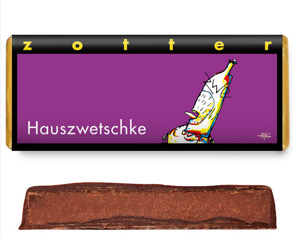 Zotter Dunkle Schokolade 70 % mit Zwetschkenbrandcreme – handgeschöpfte Edel-Schokotafel aus der Kaffeerösterei Bad Saarow