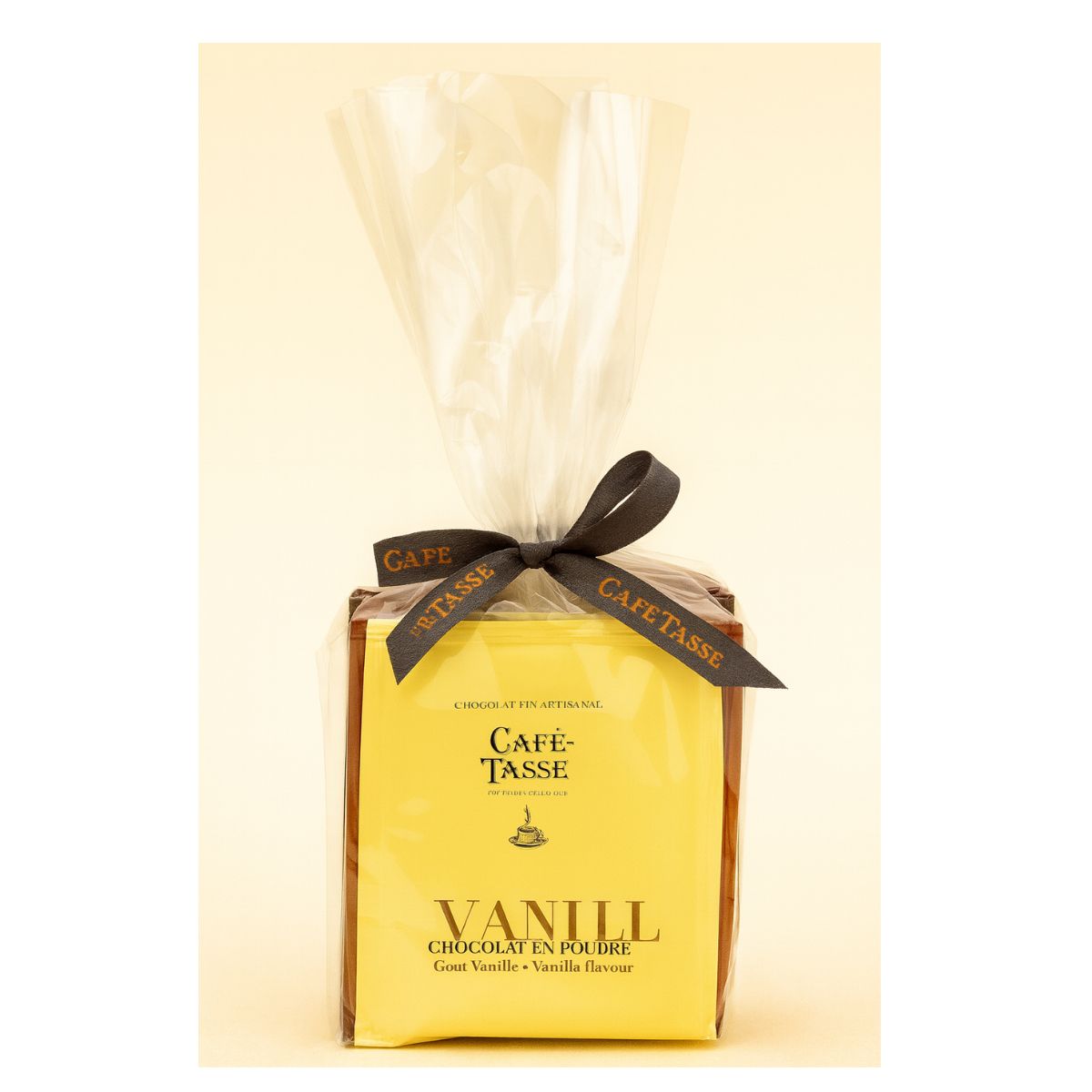 Café-Tasse Trinkschokolade Geschenkset – sechs Sorten à zwei Sachets im Cellophanbeutel, belgische Qualitäts-Schokolade