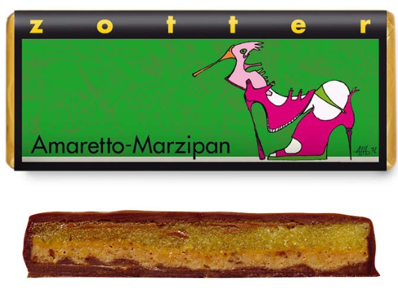 Marzipan-Amaretto-Schokolade von Zotter, handgeschöpft, bio & fair – erhältlich in der Kaffeerösterei Bad Saarow