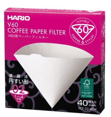 Hario V60 Papierfilter 02 – weiße Kaffeefilter für Pour Over, 40 Stück