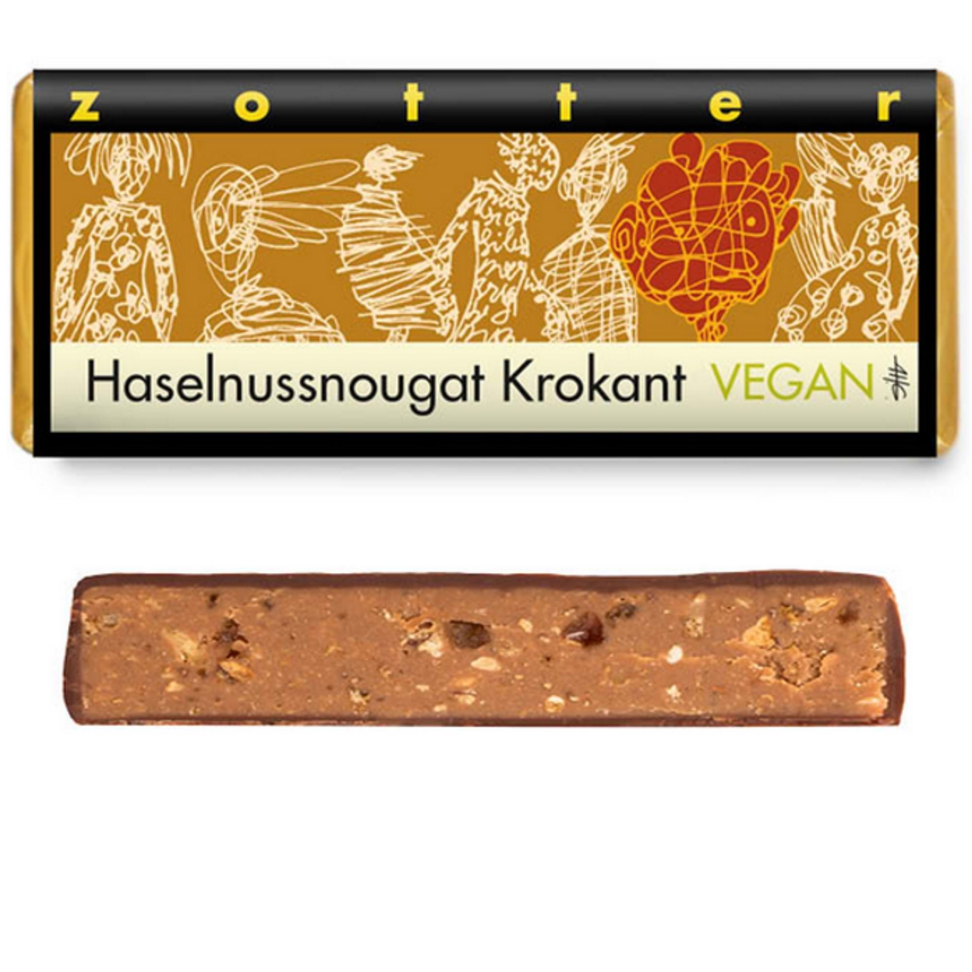 zotter haselnussnougat krokant vegan bio schokolade bean to bar fairtrade