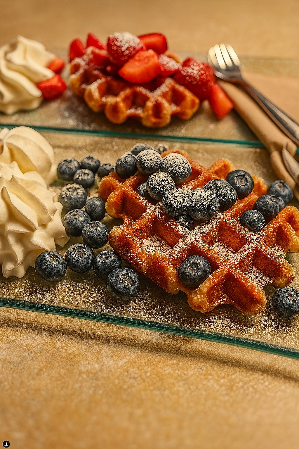 Belgische Waffel mit Blaubeeren & Sahne – Frühstück in Bad Saarow