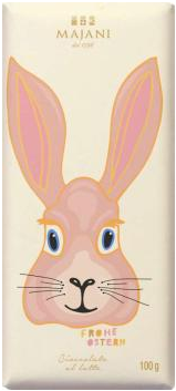 Majani Vollmilchschokolade 33 Prozent mit Osterhasen Motiv aus Italien