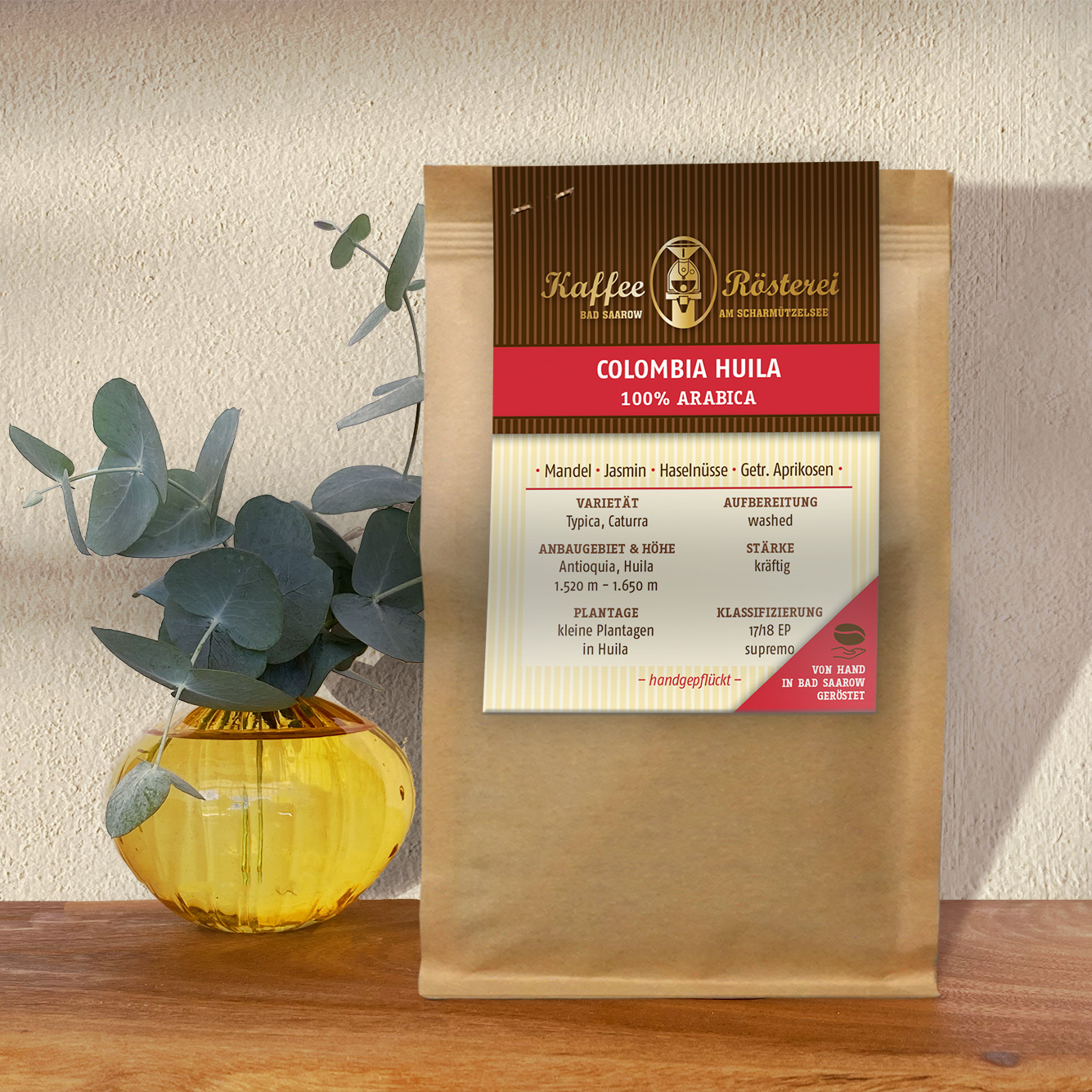 Colombia Huila Kaffee von Kaffeerösterei Bad Saarow – aromatisch, handgeröstet